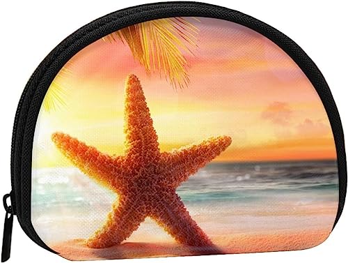 Geldbörse mit Sonnenuntergang, Seestern, tropischem Meer und Strand, für Damen und Mädchen, niedliche modische Tasche, Wechseltasche, Schlüsselhalter, Damen-Geldbörse, Geschenk von IUBBKI