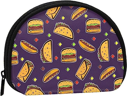 Geldbörse mit Taco-Hamburger-Hot-Dog-Muster, für Damen und Mädchen, niedliche modische Tasche, Wechseltasche, Schlüsselhalter, Damen-Geldbörse, Geschenk von IUBBKI