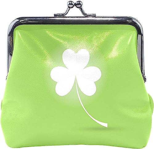 Grünes Kleeblatt-Leder-Kiss-Lock-Geldbörsen-Portemonnaie, tragbare Clutch-Tasche von IUBBKI