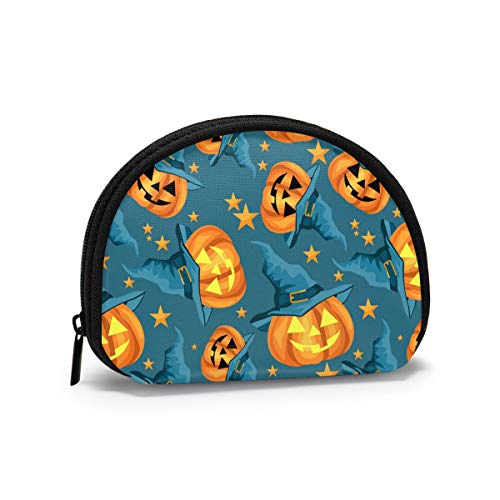 Halloween-Kürbis mit Hut, leckere Chicken Nuggets, Münzgeldbörse, Geldbörse, Kleingeldtasche, flippiger Schlüsselhalter, Reißverschluss, kleine Kosmetik-Make-up-Taschen von IUBBKI