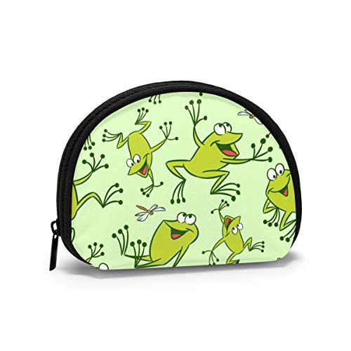 Happy Jumping Frog Grapes and Wine Münzgeldbörse Geldbörsen Kleingeldbeutel Bunter Schlüsselhalter Reißverschluss Kleine Kosmetik-Make-up-Taschen von IUBBKI