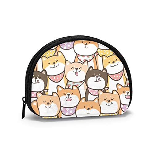 Happy Shiba Inu Niedlicher Braunbär-Geldbörsen-Geldbörsen-Wechselbeutel, bunter Schlüsselhalter, Reißverschluss, kleine Kosmetik- und Make-up-Taschen von IUBBKI