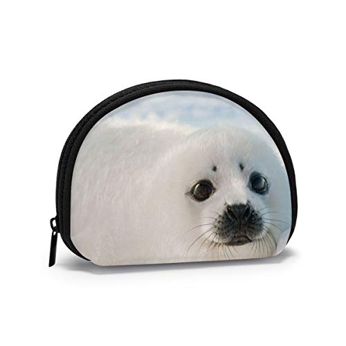 Harp Seal Pup Green Clover Münzgeldbörse Geldbörsen Kleingeldbeutel Funky Schlüsselhalter Reißverschluss Kleine Kosmetik-Make-up-Taschen von IUBBKI