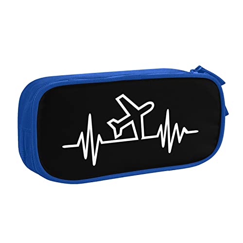 IUBBKI Airplane Pilot Heartbeat Pencil Bag Large Capacity Double Layer Office School Tragbares Federmäppchen von IUBBKI