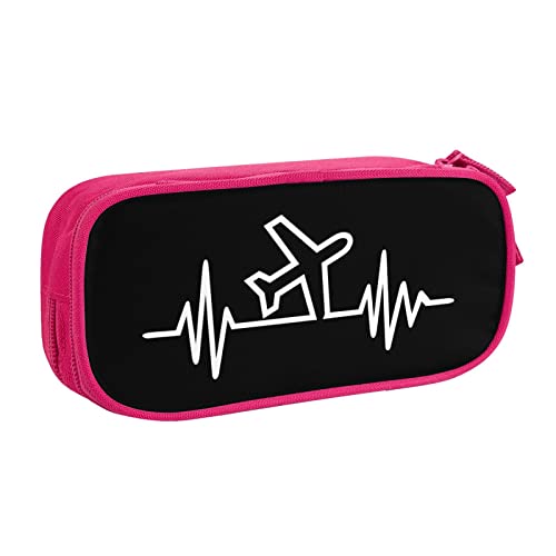 IUBBKI Airplane Pilot Heartbeat Pencil Bag Large Capacity Double Layer Office School Tragbares Federmäppchen von IUBBKI