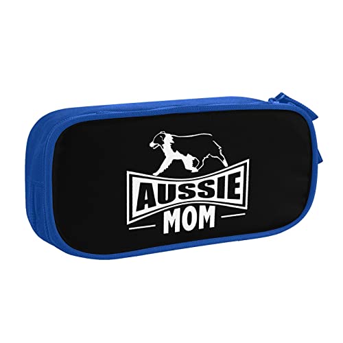 IUBBKI Aussie Mom Australian Shepherd Dog Federmäppchen Große Kapazität Doppelschicht Büro Schule Tragbares Federmäppchen von IUBBKI