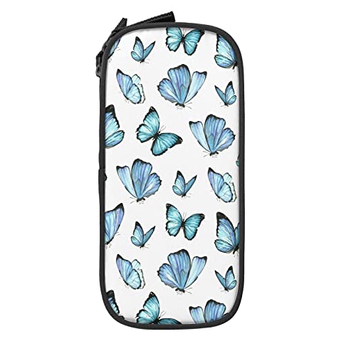 IUBBKI Blauer Schmetterling Federmäppchen Große Kapazität Langlebig Federmäppchen Aufbewahrung Federmäppchen Mit Reißverschlusstasche Box Stationäres Etui von IUBBKI