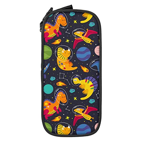 IUBBKI Cartoon-Weltraum-Dinosaurier-Federmäppchen, große Kapazität, langlebig, Federmäppchen, Aufbewahrungstasche mit Reißverschluss, Box, stationäres Etui von IUBBKI