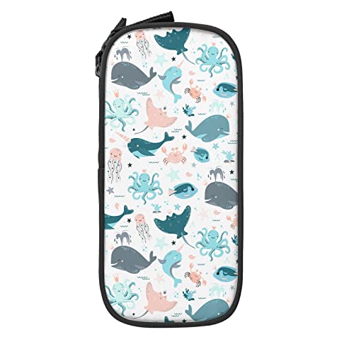 IUBBKI Cut Eunderwater Animals Federmäppchen Große Kapazität Langlebig Federmäppchen Aufbewahrung Federmäppchen Mit Reißverschlusstasche Box Stationäres Etui von IUBBKI