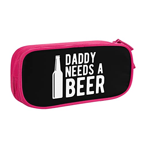 IUBBKI Daddy Needs A Beer Pencil Bag Große Kapazität, Doppellagiges Büro, Schule, tragbares Federmäppchen von IUBBKI