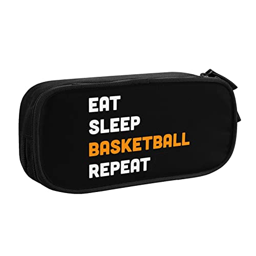IUBBKI Eat Sleep Basketball Repeat Federmäppchen Große Kapazität Doppelschicht Büro Schule Tragbares Federmäppchen von IUBBKI