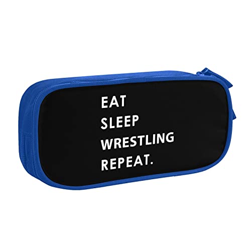 IUBBKI Eat Sleep Wrestle Repeat Pencil Bag Große Kapazität Doppelschicht Büro Schule Tragbares Federmäppchen von IUBBKI