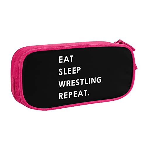 IUBBKI Eat Sleep Wrestle Repeat Pencil Bag Große Kapazität Doppelschicht Büro Schule Tragbares Federmäppchen von IUBBKI