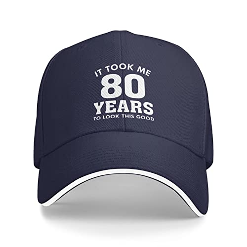 IUBBKI Es hat 80 Jahre gedauert bis ich so gut aussah. Lustige Geburtstagsgeschenke Baseballkappe Herren-Sonnenhut Damen-Trucker-Mütze Papa-Kappe Schwarz von IUBBKI