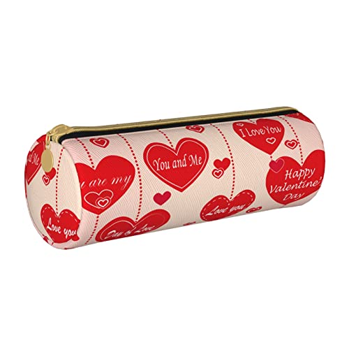 IUBBKI Federmäppchen aus Leder, RomanticLoveValentine'SDay-Halter, Beutelbox, Make-up-Tasche, Organizer mit Reißverschluss für Schule, Büro von IUBBKI