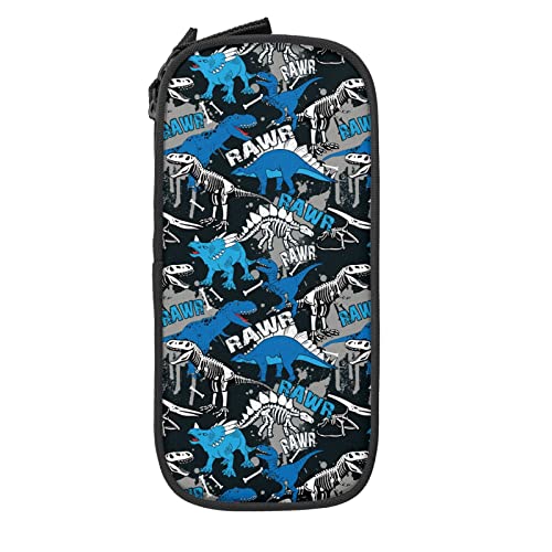 IUBBKI Federmäppchen mit Cartoon-Dinosaurier-Skelett, große Kapazität, langlebig, Federmäppchen, Aufbewahrungstasche mit Reißverschluss, Box, stationäres Etui von IUBBKI