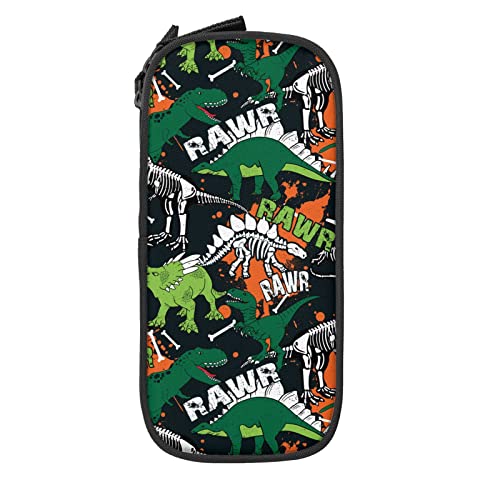 IUBBKI Federmäppchen mit Cartoon-Dinosaurier-Skelett, große Kapazität, langlebig, Federmäppchen, Aufbewahrungstasche mit Reißverschluss, Box, stationäres Etui von IUBBKI