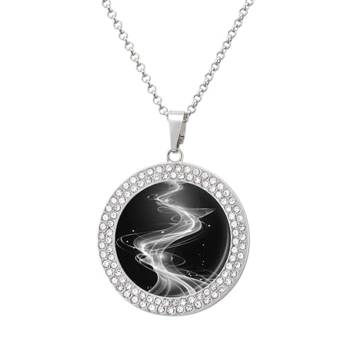 IUBBKI Halskette mit Anhänger „Light Streak in Schwarz und Weiß mit abstrakter Linie für Damen, runde Diamant-Halskette, Schmuckanhänger IUBBKI Halskette mit Anhänger „Light Streak in Schwarz und Weiß mit abstrakter Linie für Damen, runde Diamant-Halskette, Schmuckanhänger von IUBBKI