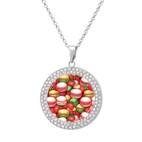 IUBBKI Halskette mit Anhänger in Form eines bunten Macarons-Kuchens und verschiedener Früchte für Damen, runde Diamant-Halskette, Schmuckanhänger IUBBKI Halskette mit Anhänger in Form eines bunten Macarons-Kuchens und verschiedener Früchte für Damen, runde Diamant-Halskette, Schmuckanhänger von IUBBKI