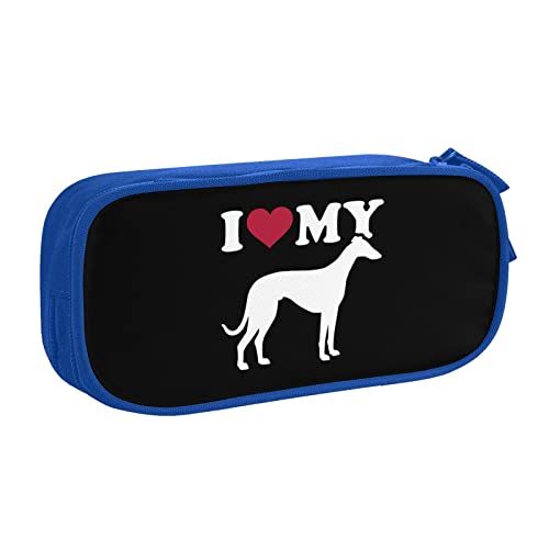 IUBBKI I Love Greyhound Dog Pencil Bag Large Capacity Double Layer Office School Tragbares Federmäppchen von IUBBKI