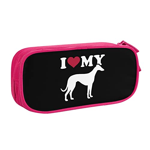 IUBBKI I Love Greyhound Dog Pencil Bag Large Capacity Double Layer Office School Tragbares Federmäppchen von IUBBKI