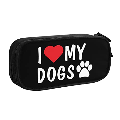 IUBBKI I Love My Dog Paw Pencil Bag Große Kapazität Doppelschicht Büro Schule Tragbares Federmäppchen von IUBBKI