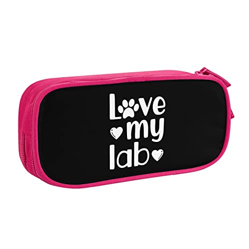 IUBBKI I Love My Lab Pencil Bag Große Kapazität Doppelschicht Büro Schule Tragbares Federmäppchen von IUBBKI