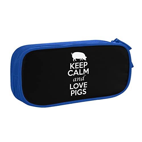 IUBBKI Keep Calm and Love Pigs Federmäppchen mit großem Fassungsvermögen, doppellagig, für Büro, Schule, tragbar von IUBBKI