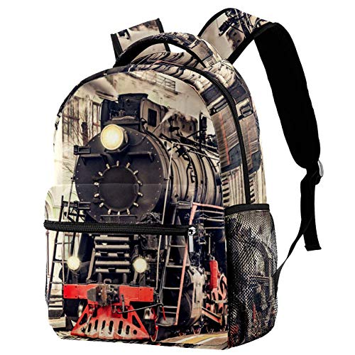 IUBBKI Lässiger Rucksack Lokomotive Zug Schulrucksack mit Taschen Leichter wasserdichter Duffle Rucksack Personalisierter Rucksack für Kinder, Siehe Abbildung, One size von IUBBKI