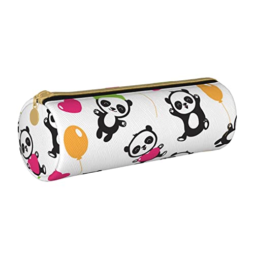 IUBBKI Leder-Federmäppchen PandaBearNewYear Halter Beutelbox Make-up-Tasche Organizer mit Reißverschluss für das Schulbüro von IUBBKI