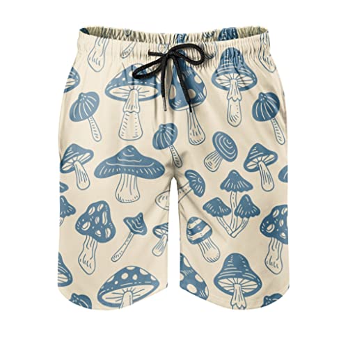 IUBBKI Mushroom Plant Herren-Badehose, schnell trocknende Strandshorts mit Netzfutter und Taschen, Vintage-Beachwear von IUBBKI