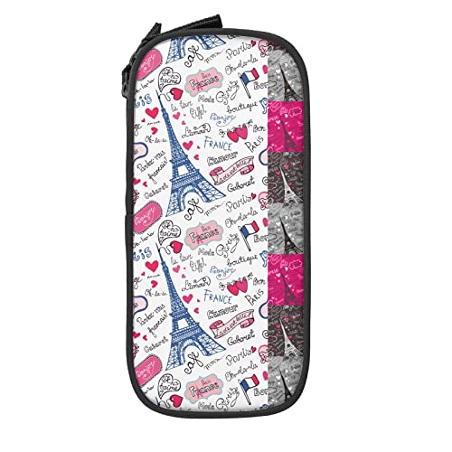 IUBBKI Paris Eiffelturm Federmäppchen Große Kapazität Langlebig Federmäppchen Aufbewahrung Federmäppchen Mit Reißverschlusstasche Box Stationäres Etui von IUBBKI