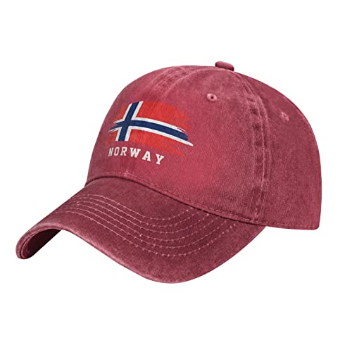 IUBBKI Rot Gewaschene Denim Norwegen Flagge Nordische Baseball Cap Männer Vintage Baumwolle Hut Unisex Papa Trucker Hüte Frauen, Siehe Abbildung, L-3XL von IUBBKI