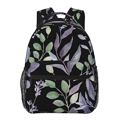 IUBBKI Rucksack für Damen und Herren, leicht, leicht, mit grünen Blättern, Violett, Siehe Abbildung, One size von IUBBKI