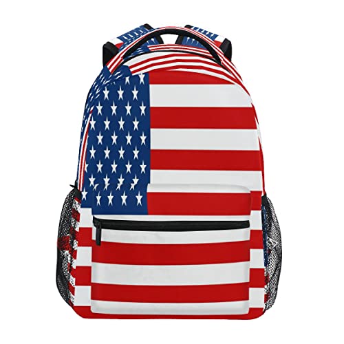 IUBBKI Rucksack mit amerikanischer Flagge, Patriotisch, lässig, Schultasche, Computer, Buchtasche, Reisen, Wandern, Camping, Tagesrucksack für Mädchen, Jungen, Männer und Frauen, Siehe Abbildung, One von IUBBKI