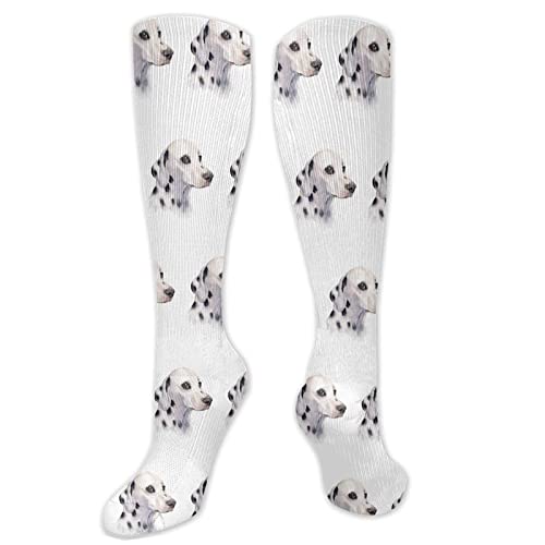 IUBBKI Socken Aquarell Weiß Dalmatiner Hunde Gesicht Stiefel Socken Niedlich Lange Socken Dicke Golf Socken Für Teenager, Tolles Geschenk, Erwachsene, Siehe Abbildung, One size von IUBBKI