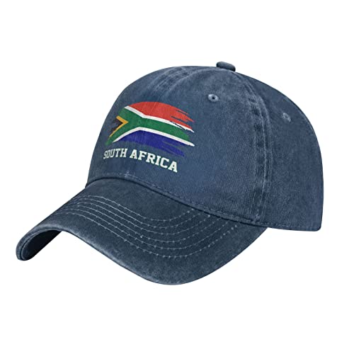 IUBBKI Südafrika Flagge Südafrika gewaschen Denim Baseball Cap Vintage Baumwolle Hut Unisex Papa Trucker Hüte Herren, Marineblau, 7-7 1/4, Siehe Abbildung, L-3XL von IUBBKI