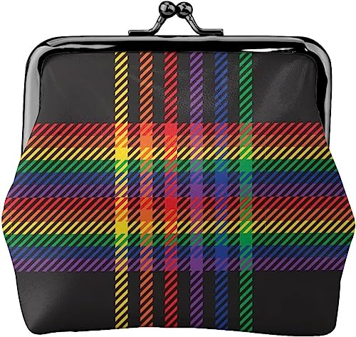 LGBT Pride Leder-Geldbörse, kleine Kiss-Lock-Wechseltasche, Verschluss-Schnalle, Geldbörse für Damen und Mädchen von IUBBKI