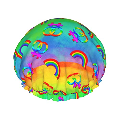 LGBT-Regenbogen-Duschhaube, niedlicher Cartoon-Koala, Badekappen, wasserdichte Haarhaube, doppellagig, leicht, Duschhauben für Damen, Herren, Kinder, Teenager von IUBBKI