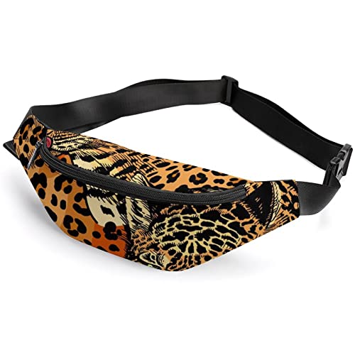 Leoparden Neon Bright Feather Pattern Fanny Pack, Erwachsene Kinder Sport Gürteltasche für Männer Frauen von IUBBKI