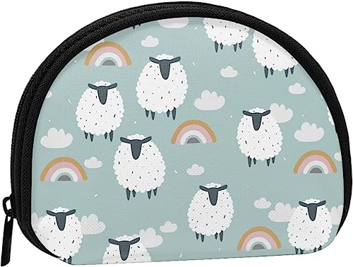 Lustige Schaf-Muster auf Wolken-Frauen und Mädchen, niedliche modische Geldbörse, Geldbörse, Tasche, Kleingeldtasche, Schlüsselhalter von IUBBKI