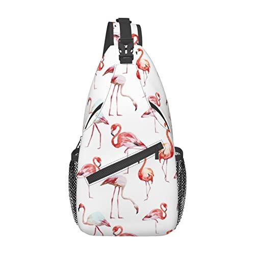 Malerei Flamingo Flaming Fire Flowers Umhängetasche, Umhängetasche für Herren und Damen, für Freizeit und Reisen von IUBBKI