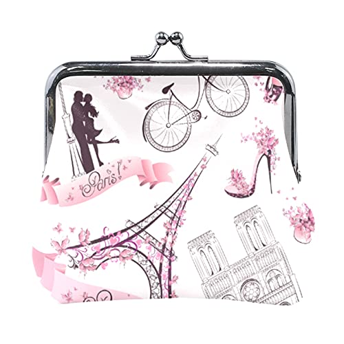 Mehrfarbig, 12 Flamingos, rosa Flamingo-Leder-Geldbörse, Kiss-Lock-Clutch-Beutel, Haspe, Kartenschlüssel, Wechselgeldbörse, Schnalle, kleine Handtasche für Damen, Mädchen, Damen von IUBBKI