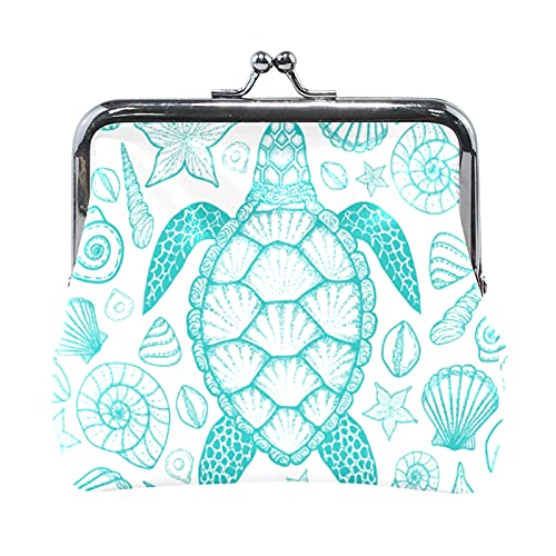 Mehrfarbig, 12 bunte, lustige Dinosaurier mit Waldpalmenblättern auf schwarzem Damen-Leder-Geldbörse, Haspe, Kartenschlüssel, Kleingeldbörse, kleine Schnalle, Handtaschenetui, Kiss-Lock-Kupplungstasch von IUBBKI