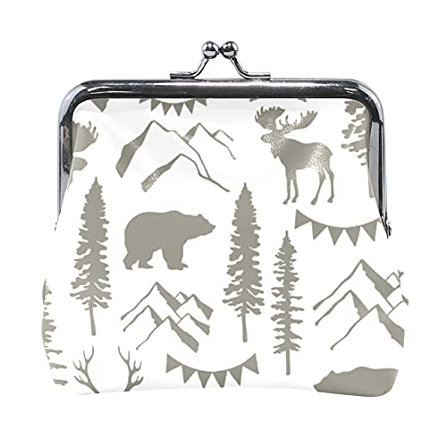 Mehrfarbig, 13 bunte, lustige Dinosaurier mit Waldpalmenblättern auf schwarzem Damen-Leder-Geldbörse, Haspe, Kartenschlüssel, Kleingeldbörse, kleine Schnalle, Handtaschenetui, Kiss-Lock-Kupplungstasch von IUBBKI