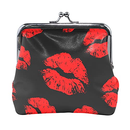 Mehrfarbig, 16 bunte, lustige Dinosaurier mit Waldpalmenblättern auf schwarzem Damen-Leder-Geldbörse, Haspe, Kartenschlüssel, Kleingeldbörse, kleine Schnalle, Handtaschenetui, Kiss-Lock-Kupplungstasch von IUBBKI