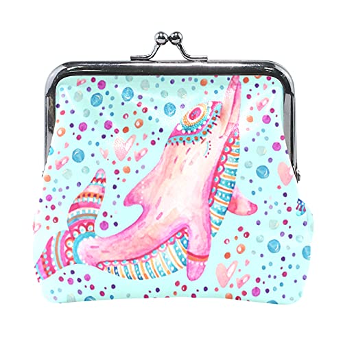 Mehrfarbig, 20 bunte, lustige Dinosaurier mit Waldpalmenblättern auf schwarzem Damen-Leder-Geldbörsen-Geldbörse, Haspe, Kartenschlüssel, Geldbörse, kleine Schnalle, Handtaschenetui, Kiss-Lock-Kupplung von IUBBKI