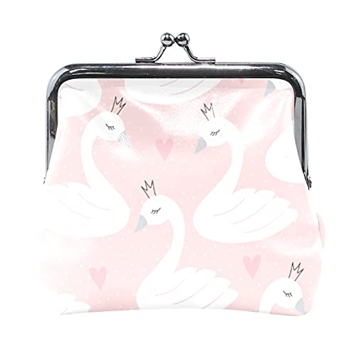 Mehrfarbig, 4 Bunte, lustige Dinosaurier mit Waldpalmenblättern auf schwarzem Damen-Leder-Geldbörse, Haspe, Kartenschlüssel, Geldbörse, kleine Schnalle, Handtaschenetui, Kiss-Lock-Kupplungstasche für von IUBBKI