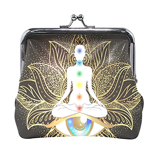 Multi 11 Chinesische Vintage-Vasen mit Blumen im chinesischen Stil auf dunkelblauem Damen-Leder-Münzgeldbeutel Haspe Kartenschlüssel-Wechselgeldbörse Kleine Schnalle Handtaschenetui Kiss Lock Clutch-T von IUBBKI