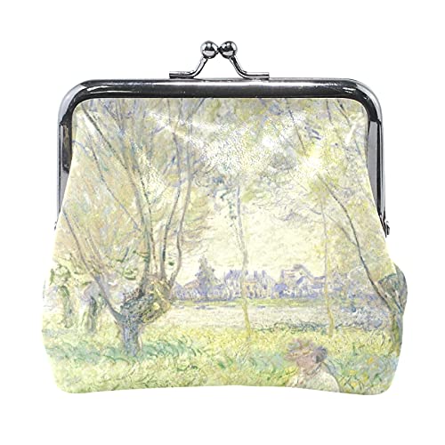 Multi 11 Claude Monet Der Garten des Künstlers in Argenteuil Leder Münzgeldbörse Kiss Lock Clutch Tasche Haspe Karte Schlüssel Wechselgeldbörse Schnalle Kleines Handtaschenetui für Damen Mädchen Damen von IUBBKI